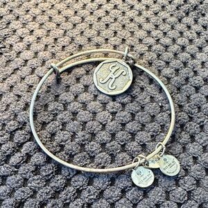 Alex and ani Silver tone Initial K Charm Bangle Bracelet